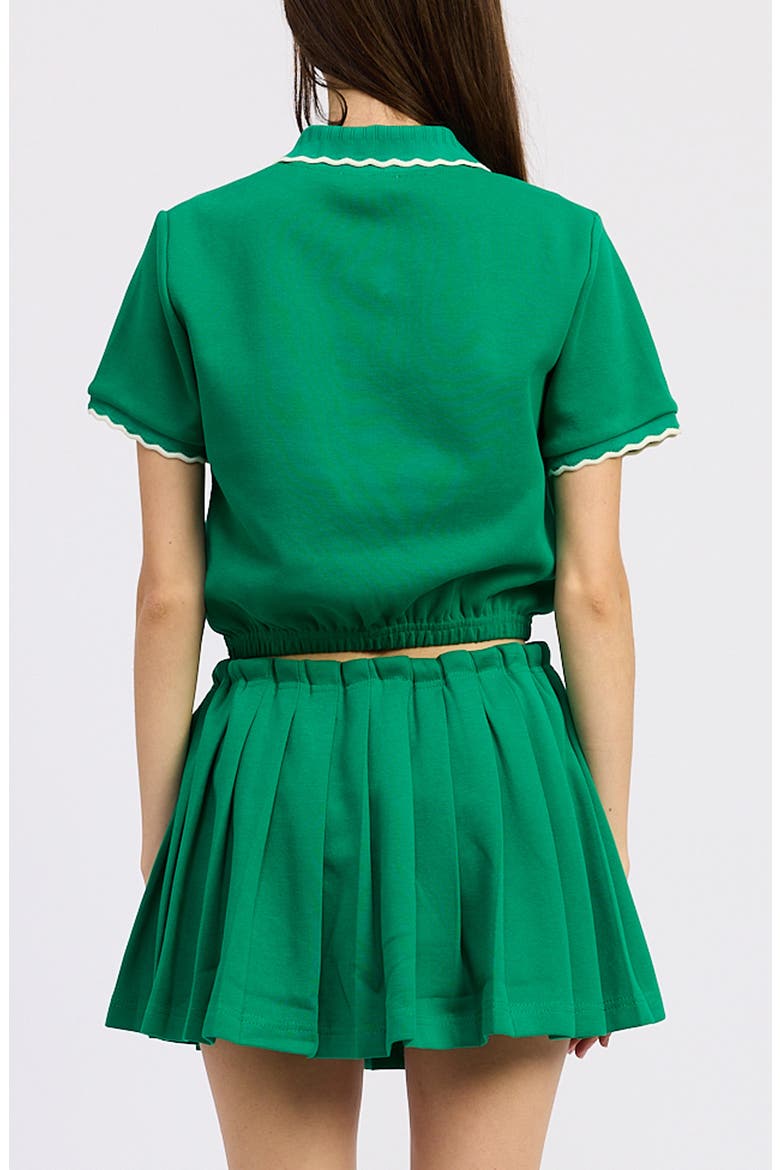 Sonnet Crop Cotton Blend Polo, Alternate, color, GREEN