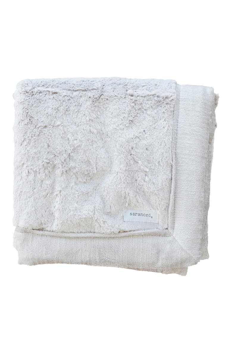 Faux Fur Recieving Blanket, Main, color, FEATHER