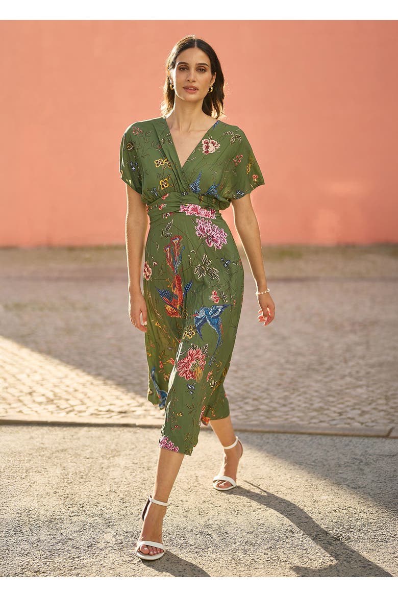 Ruched Waist Midi Dress, Alternate, color, Green