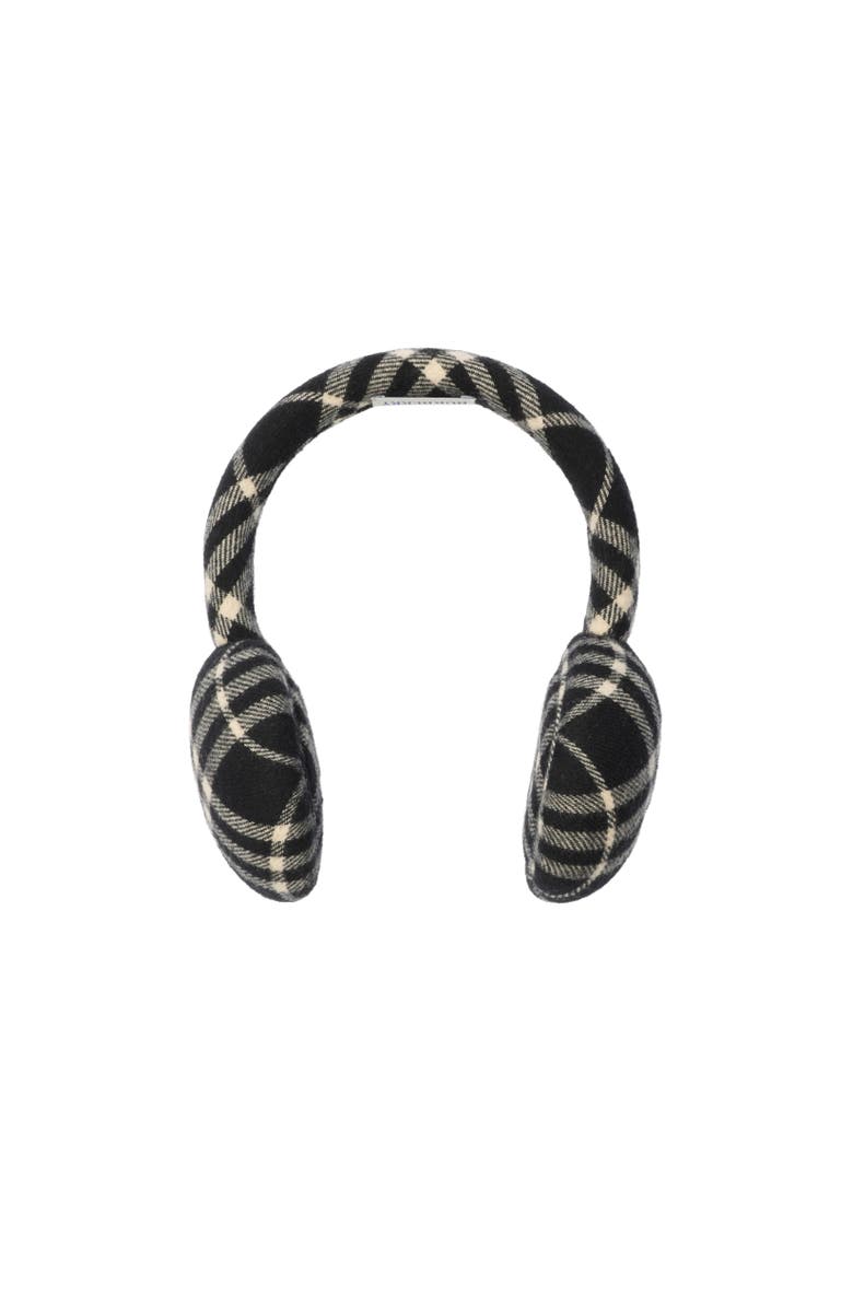 Burberry Check Wool Cashmere Earmuffs, Alternate, color, Black/Calico Beige