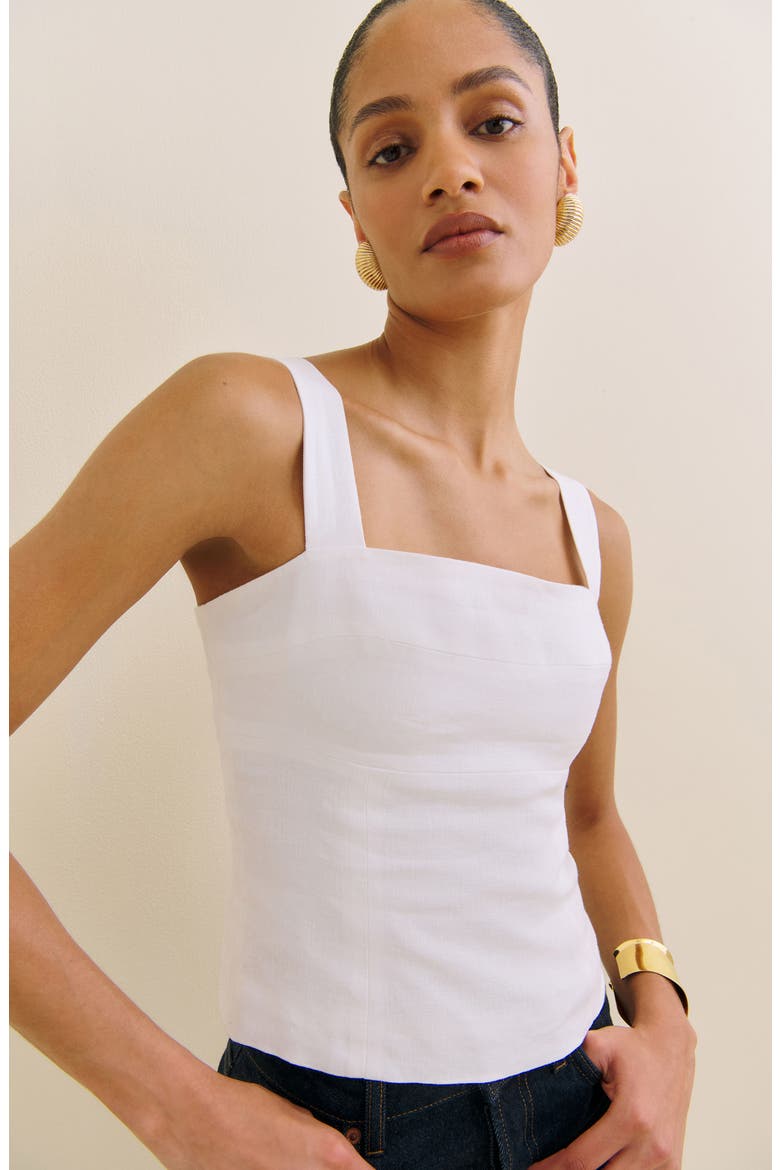 Darci Linen Tank, Alternate, color, WHITE