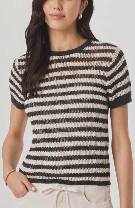Yasmine Striped Short Sleeve Sweater