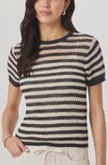 Splendid Yasmine Striped Short Sleeve Sweater