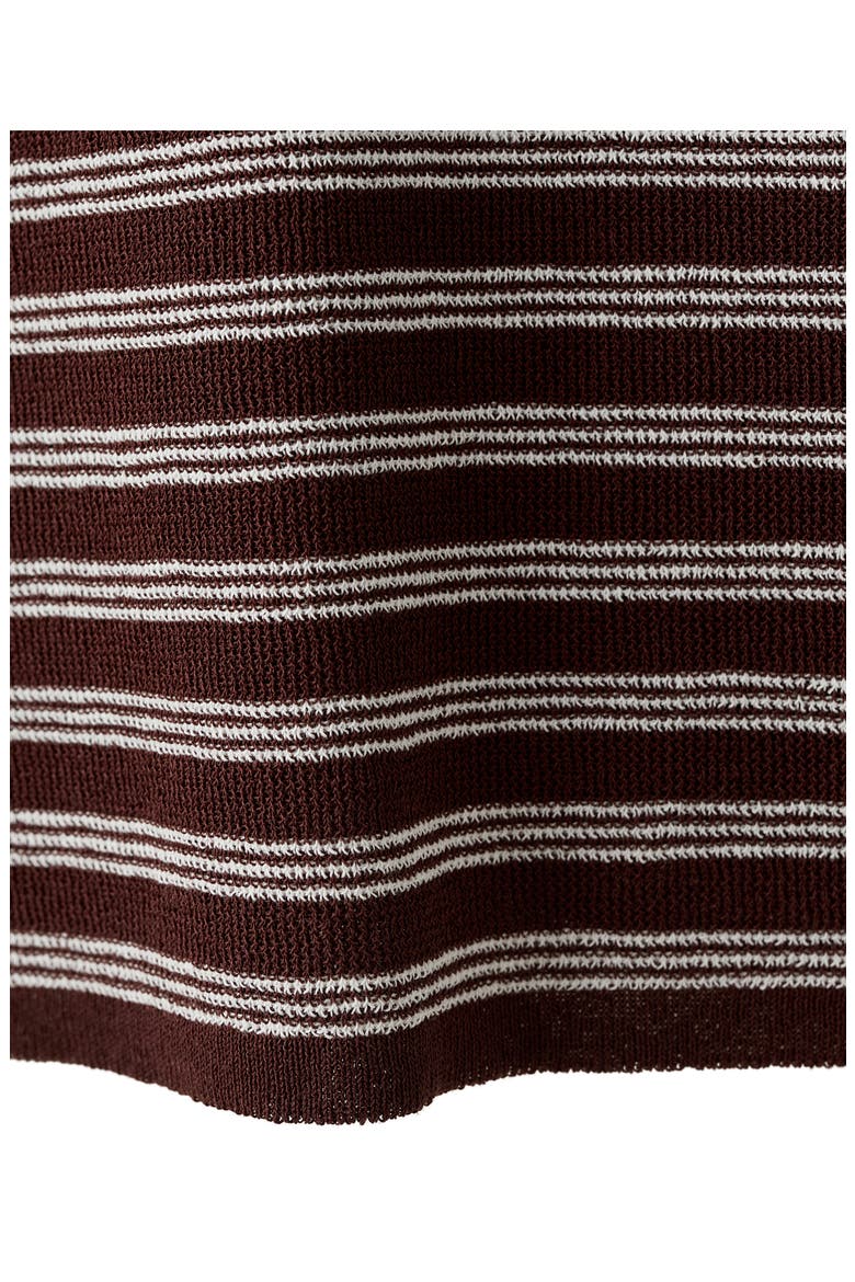Striped Ribbed Short Sleeve Sweater, Alternate, color, CHOCOLATE