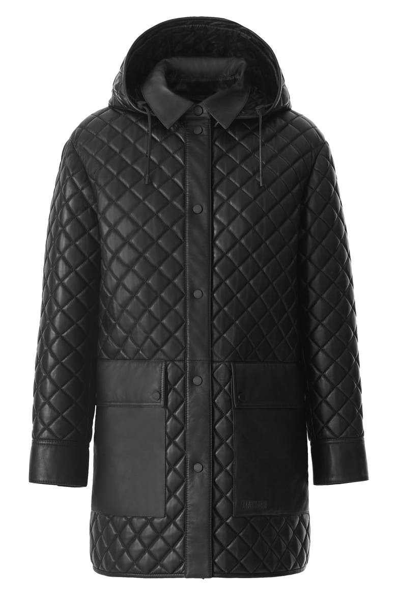 Litzy Quilted Hooded Leather Jacket, Alternate, color, BLACK