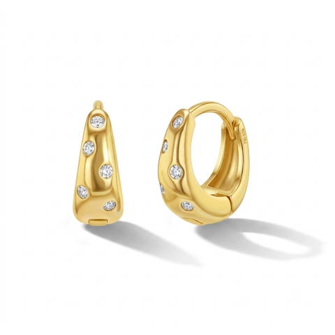 Chunky Cz Plated Hoop Earrings