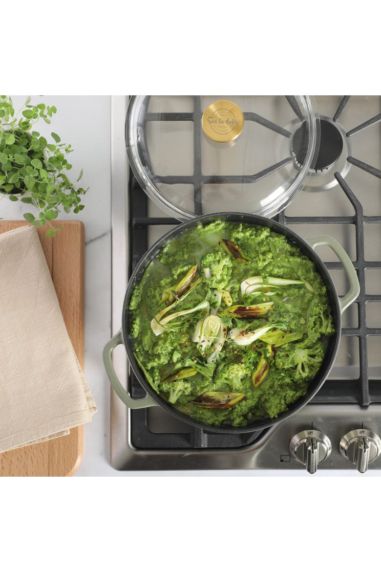Enamel-Coated Cast Iron Dutch Oven Pot with Oven-Safe Glass Lid, Alternate, color, Juniper Green
