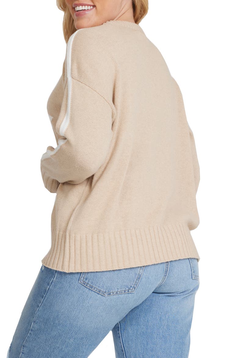 Star Cotton & Cashmere Crewneck Sweater, Alternate, color, BROWN SUGAR/ WHITE