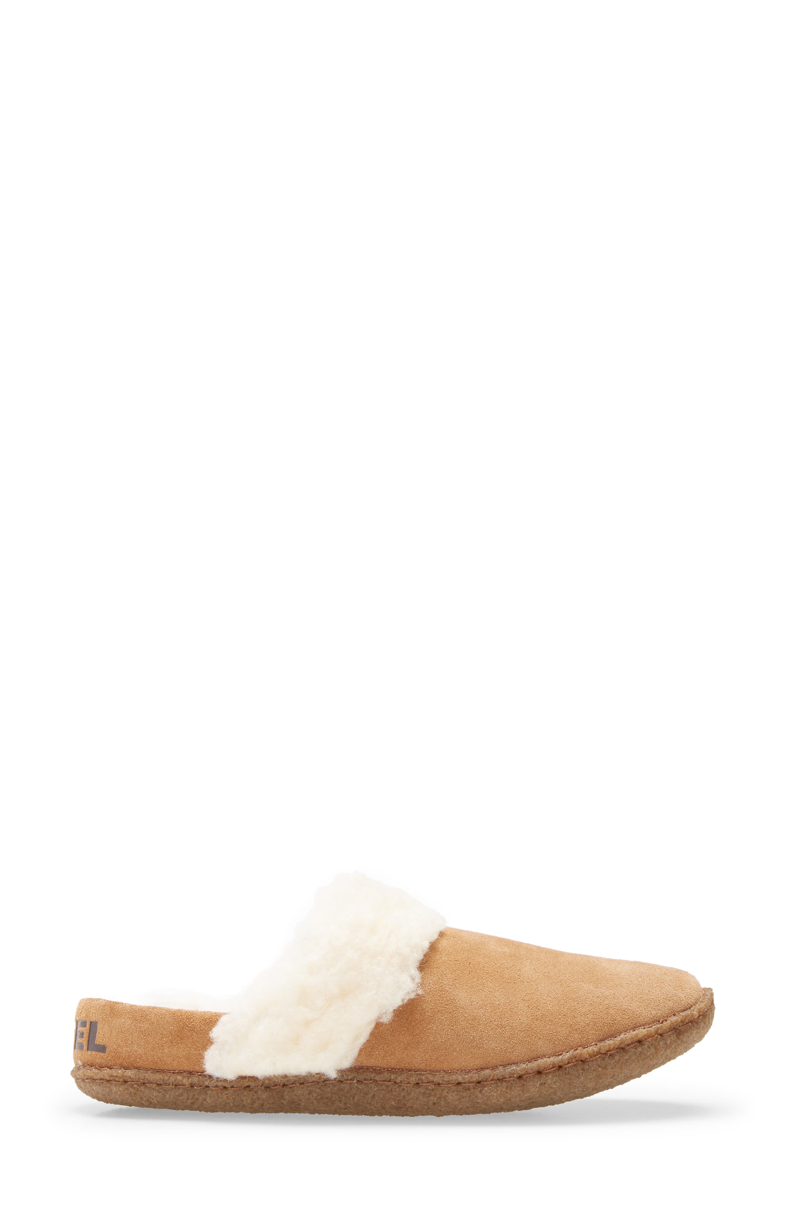 SOREL Nakiska II Faux Shearling Lined Slide Slipper, Alternate, color, Camel Brown/ Natural