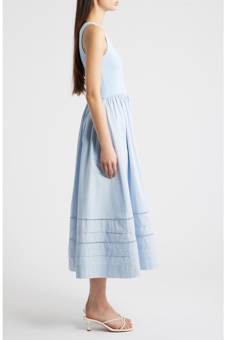 Sleeveless Mixed Media Midi Dress, Alternate, color, LIGHT BLUE