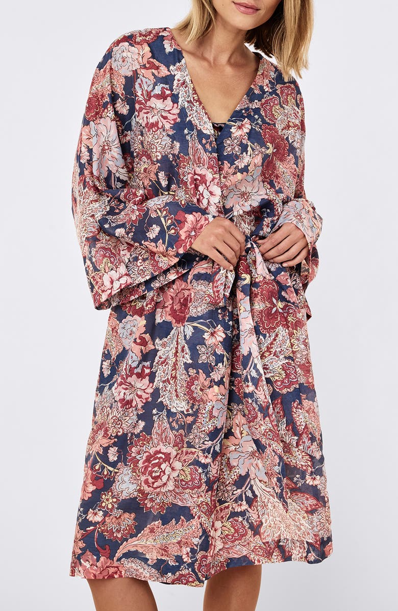 Papinelle Ella Cotton & Silk Robe, Alternate, color, Blue Indigo