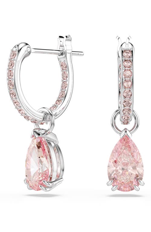 Swarovski Attract Drop Hoop Earrings In Pink