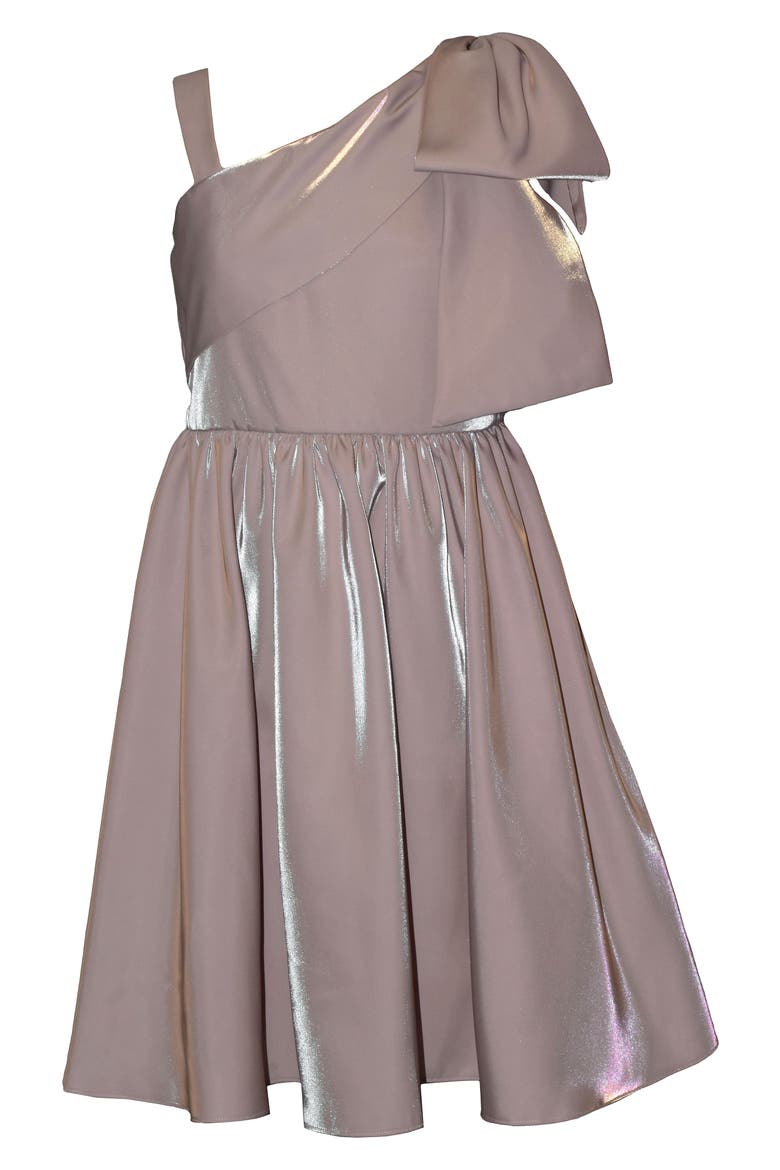 Kids' One Shoulder Shimmer Dress, Main, color, TAUPE