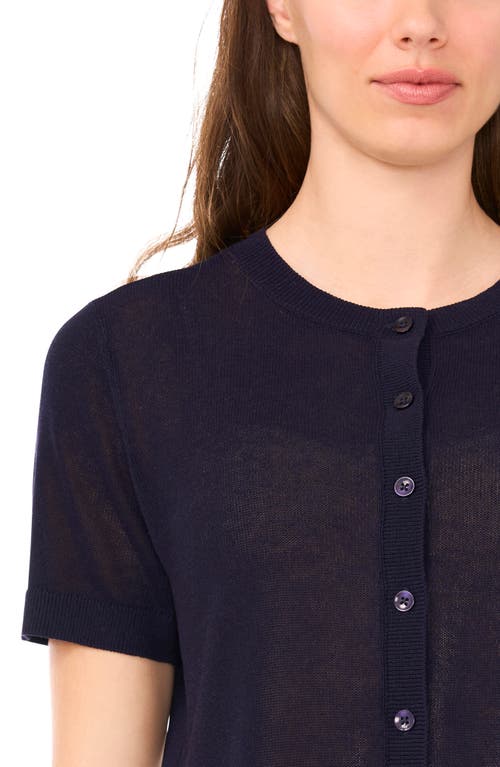 Halogen ® Short Sleeve Button-up Sweater In Blue