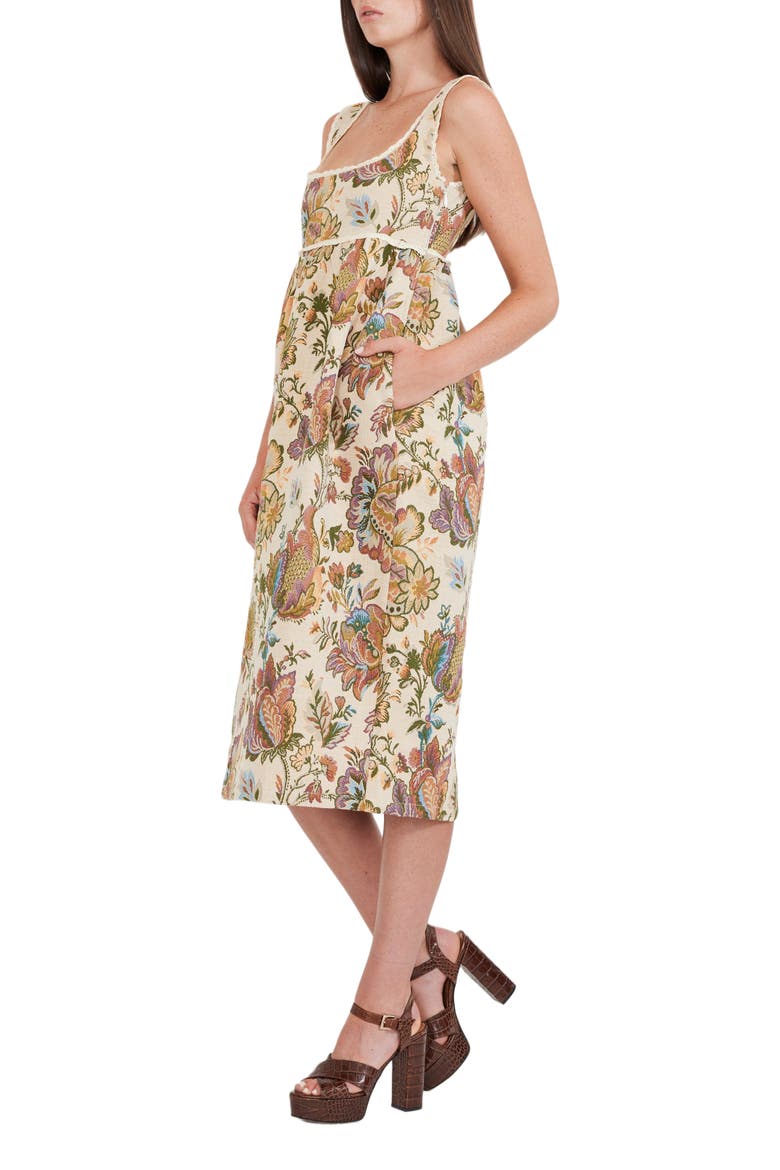 Emily Midi Dress, Alternate, color, Rainbow Floral Jacquard
