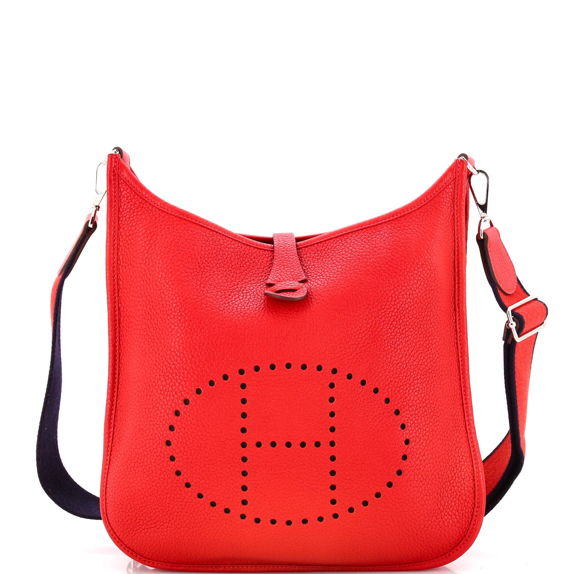 Pre-Owned Hermes Evelyne Bag Gen III Clemence PM, Main, color, Rouge Casaque