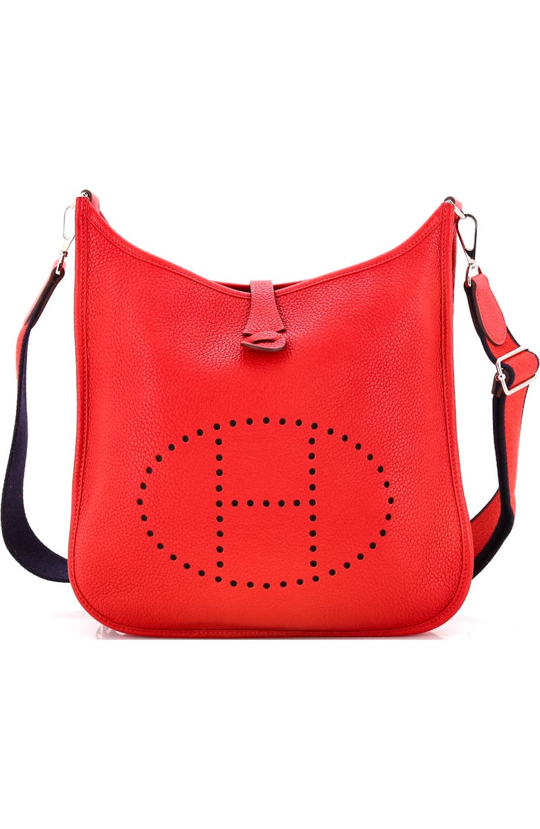 Pre-Owned Hermes Evelyne Bag Gen III Clemence PM, Main, color, Rouge Casaque