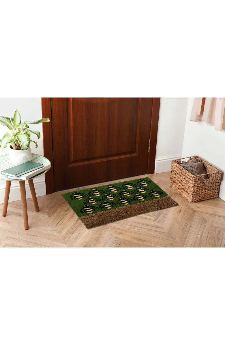 tag Busy Bees Boot Scrape Bumble Bee Coir Door Mat Green, Alternate, color, Green