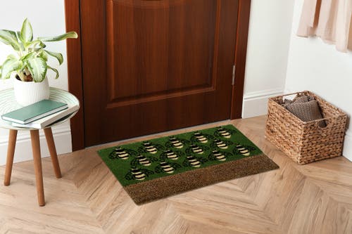 Tag Busy Bees Boot Scrape Bumble Bee Coir Door Mat Green In Green
