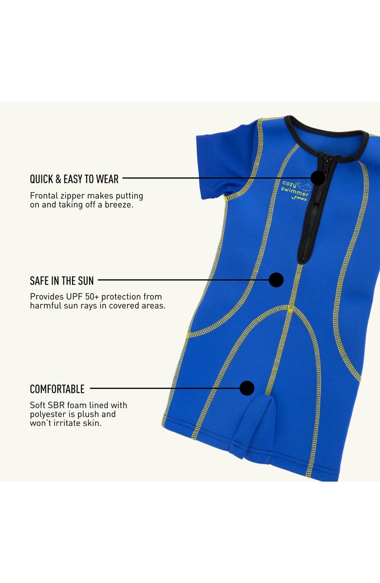 FINIS Cozy Thermal Swimsuit for Kids One Piece Swimwear UPF 50 and Up Sun Protection Warm SBR Foam Blue, Alternate, color, Blue
