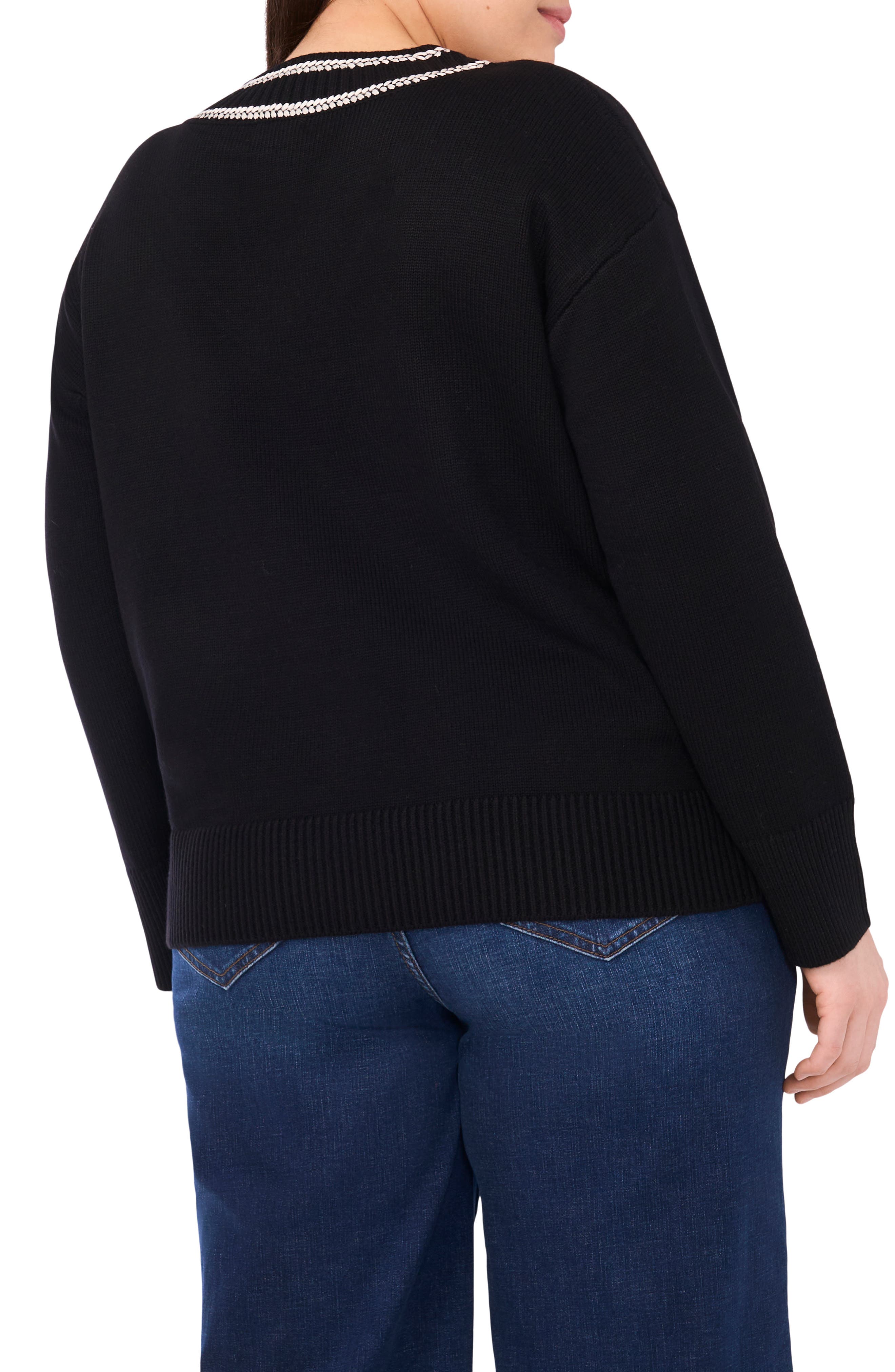 Embroidered Trim Sweater - image 2