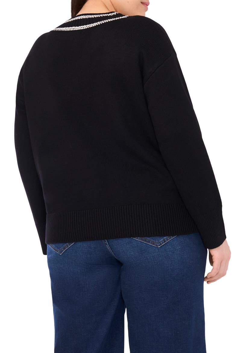 Embroidered Trim Sweater, Alternate, color, RICH BLACK