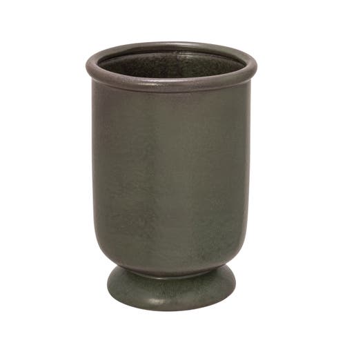 Storied Home Round Stoneware Vase And Reactive Glaze, Green In Green