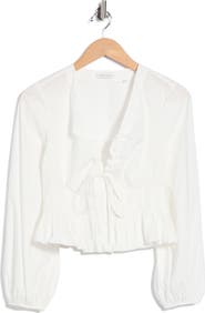 Rebecca Taylor Yara Long Sleeve Peplum Top