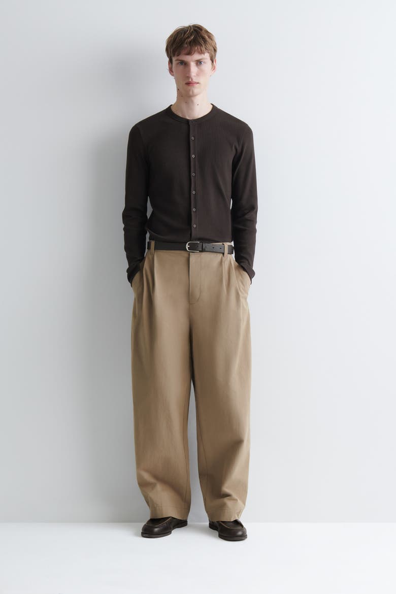 Slim Ribbed Cotton Cardigan, Alternate, color, BROWN