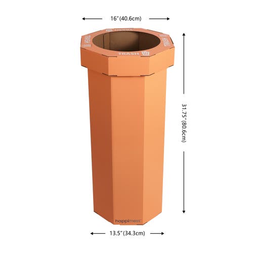 Happimess Fleur 25-gallon Classic Disposable Corrugated Cardboard Event Trash Can And Recycling Bin In Orange