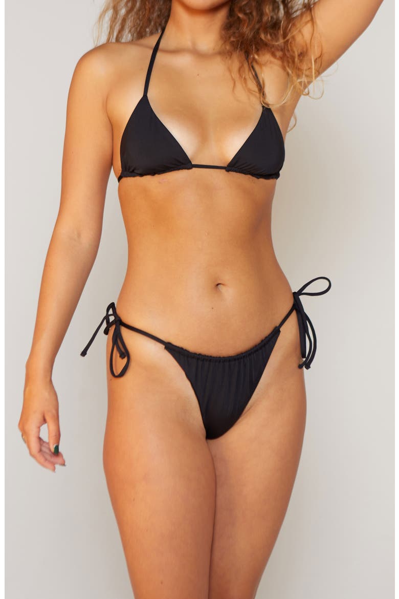 Itsy Bitsy Triangle Bikini Top, Alternate, color, BLACK