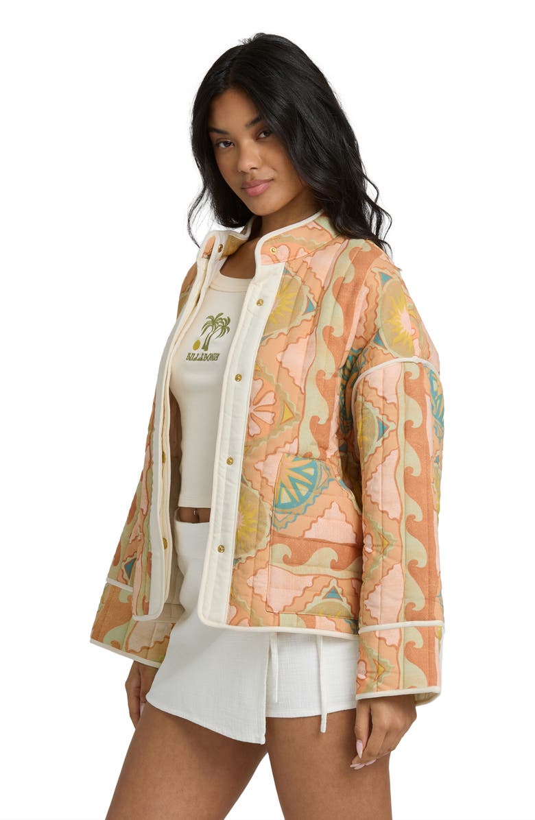 Billabong Folk Story Abstract Oversize Quilted Jacket, Alternate, color, Sand