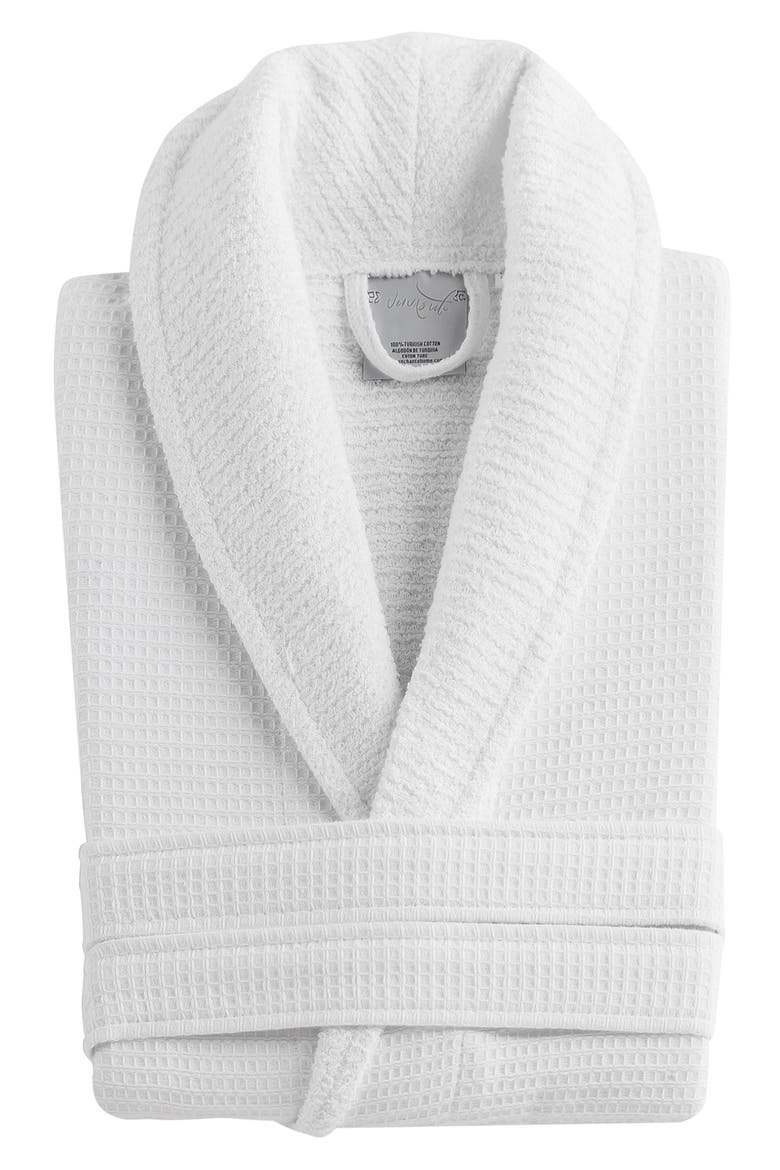 Shawl Waffle Turkish Cotton Bathrobe, Main, color, WHITE