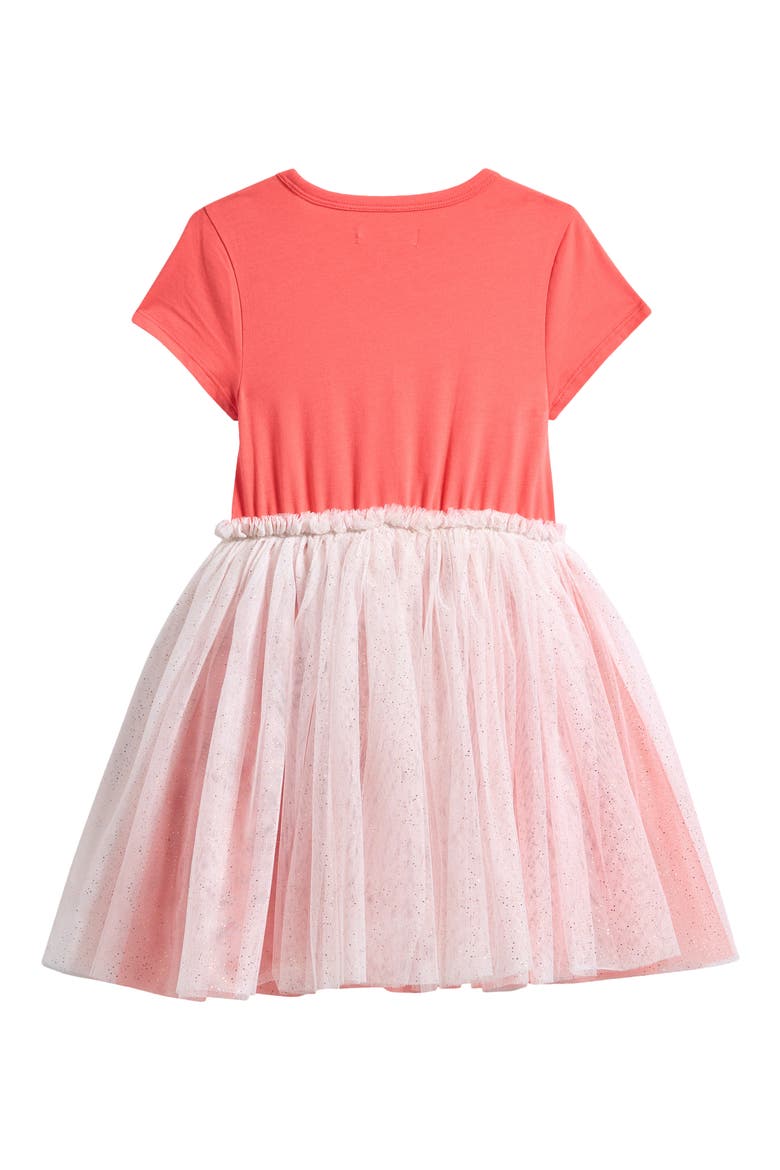 Kids' Jersey & Mesh Tutu Dress, Alternate, color, CORAL SUGAR- GOLD HEART