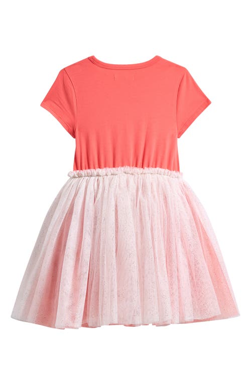 Tucker + Tate Kids' Jersey & Mesh Tutu Dress In Coral Sugar- Gold Heart