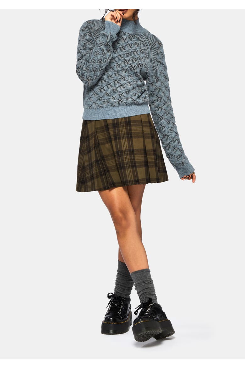 Edna Cotton Leaf Funnel Neck Jumper, Alternate, color, Blue