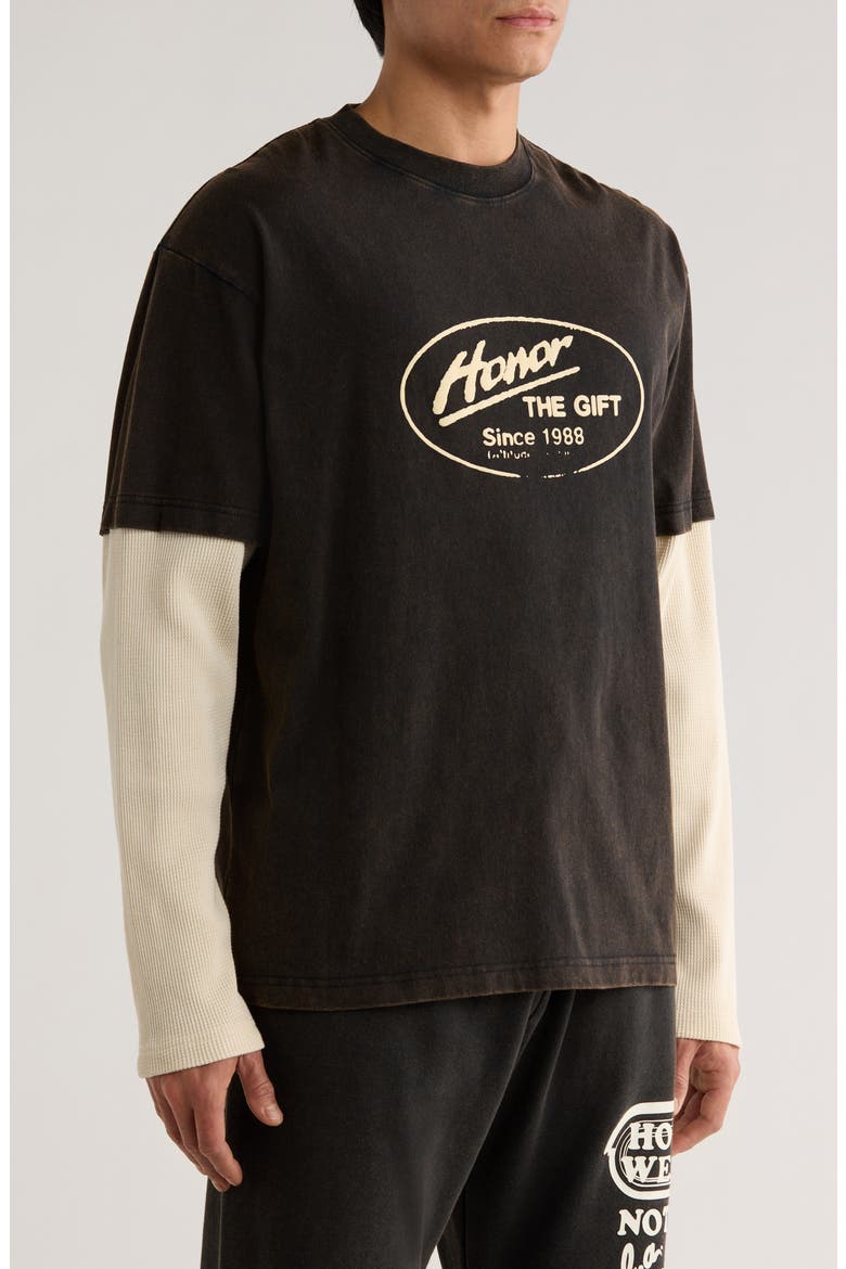 Layered Just Be Long Sleeve Graphic T-Shirt, Alternate, color, BLACK