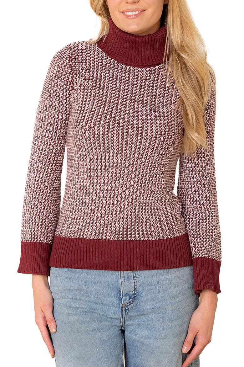 Organic Tweed Stitch Turtleneck Sweater, Main, color, Oxblood Tweed