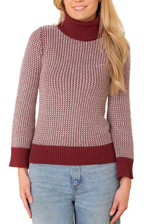 Hope & Henry Organic Tweed Stitch Turtleneck Sweater In Brown