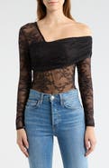 Steve Madden One Shoulder Lace Top