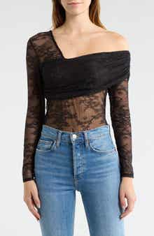 Steve Madden One Shoulder Lace Top