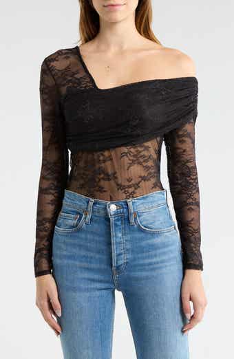 Steve Madden One Shoulder Lace Top