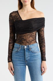 Steve Madden One Shoulder Lace Top