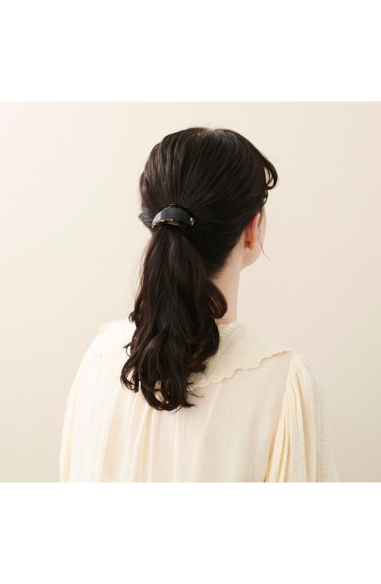Alexandre de Paris Notre Dame Acetate Hair Tie, Alternate, color, Black Tortoise