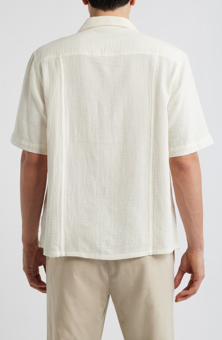 Corridor Double Cloth Short Sleeve Button-Up Shirt, Alternate, color, Natural