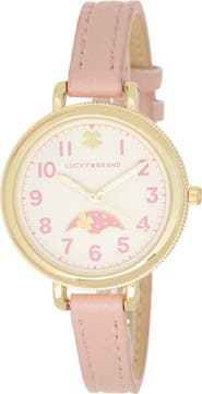 Lucky Brand Round Analog Leather Strap Watch, 34mm