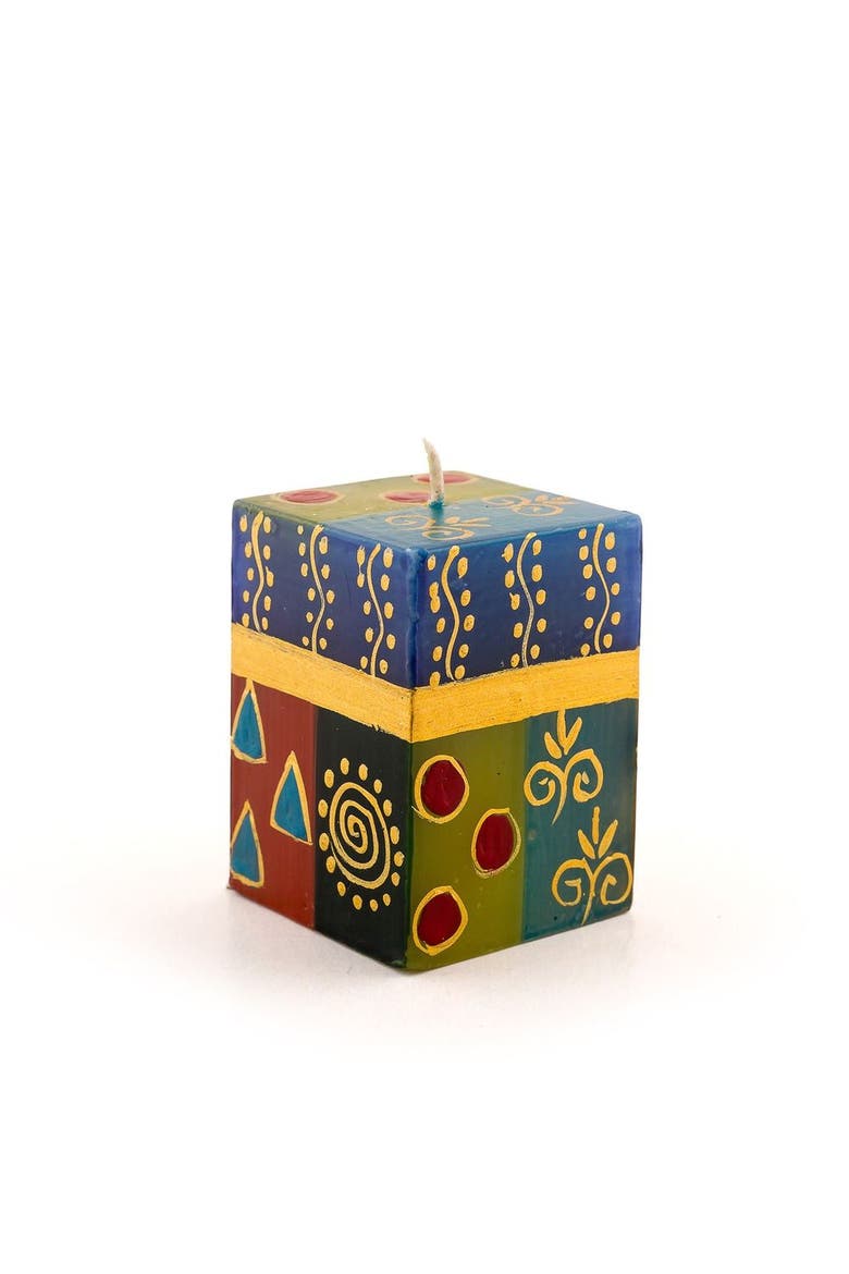 African Mineral Painted Cube Candle, Main, color, African Mineral - 2x2x3"