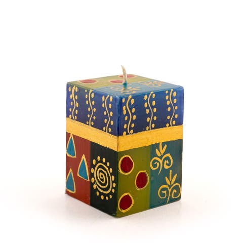 African Mineral Painted Cube Candle