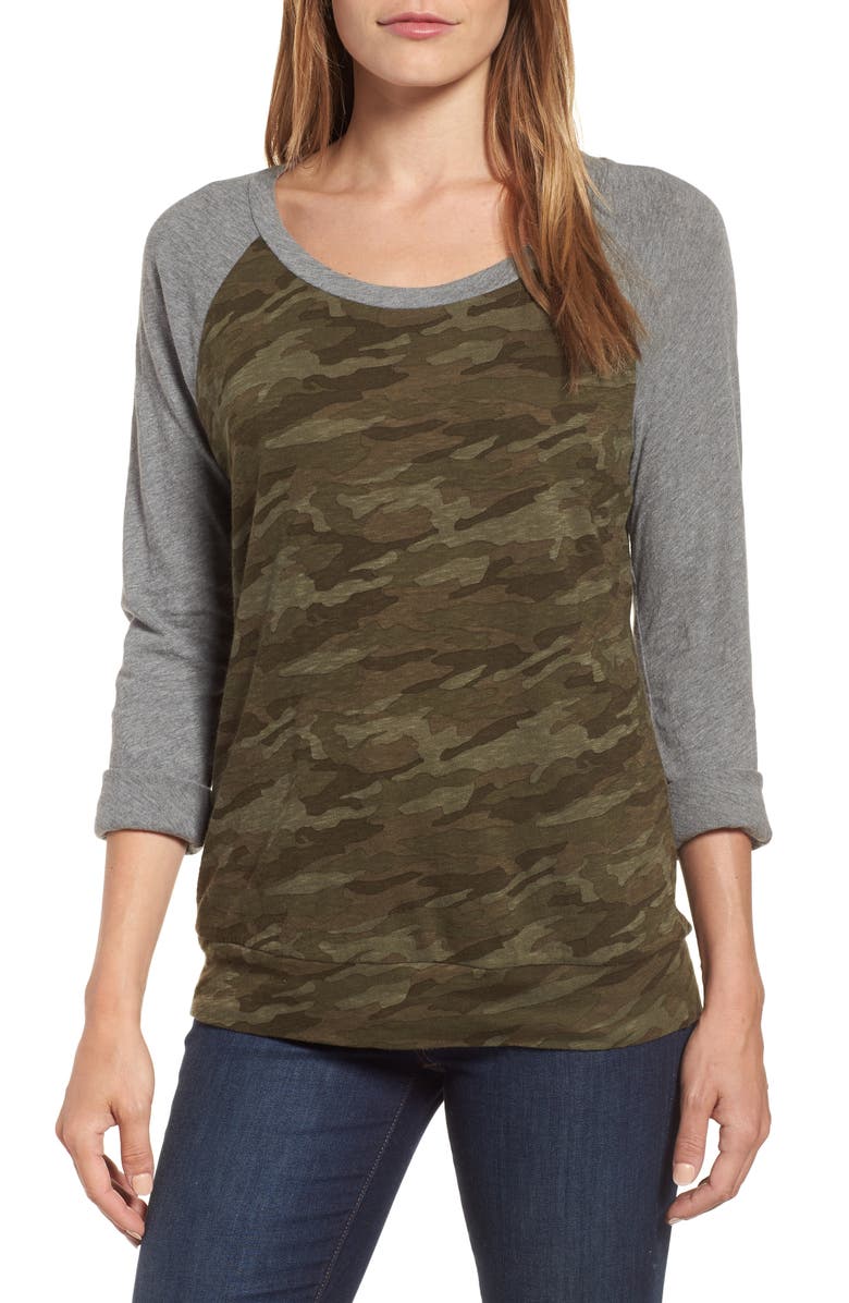 Caslon<sup>®</sup> Lightweight Colorblock Cotton Tee, Main, color,