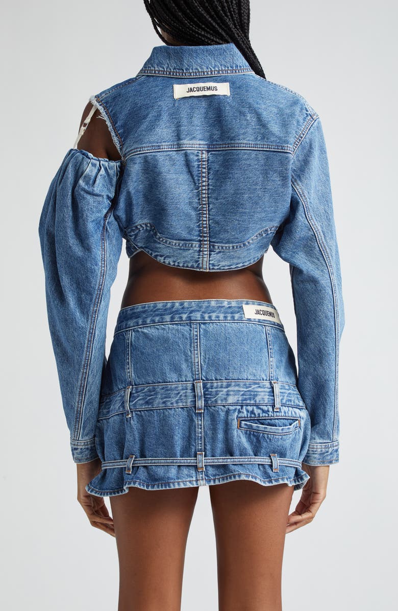Jacquemus La Veste de Nîmes Linon Crop Cutout Denim Jacket, Alternate, color, 